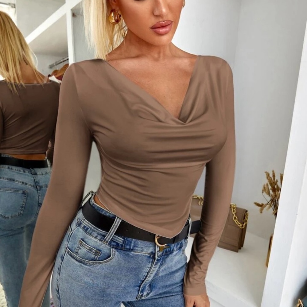 SHEIN Cowl Neck Crop Top